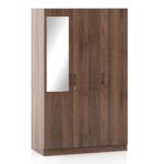 Engineered Wood 3 Door Wardrobe With Mirror in Classic Walnut Finish - Image 4