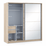 Sliding Door Wardrobe With Mirror in Sonoma Oak Finish - Image 2