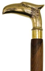 Antique Brass Design Head Handle Vintage Style Wooden Walking Cane Stick - Image 2