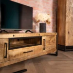 Iron Industrial Style Large Mango Wood Sideboard TV Unit - Image 2