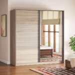 Sliding Door Wardrobe With Mirror in Sonoma Oak Finish