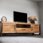 Iron Industrial Style Large Mango Wood Sideboard TV Unit