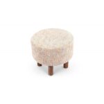 Solid Wood Ottoman Pouffee in Stripe Orange Jackard fabric - Image 3