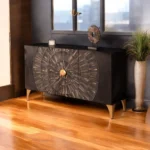 Solid Mango Wood Sideboard Black - Image 2
