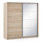 Sliding Door Wardrobe With Mirror in Sonoma Oak Finish - Image 4