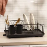 Dish Rack with Drainer Tray - Black - Image 2