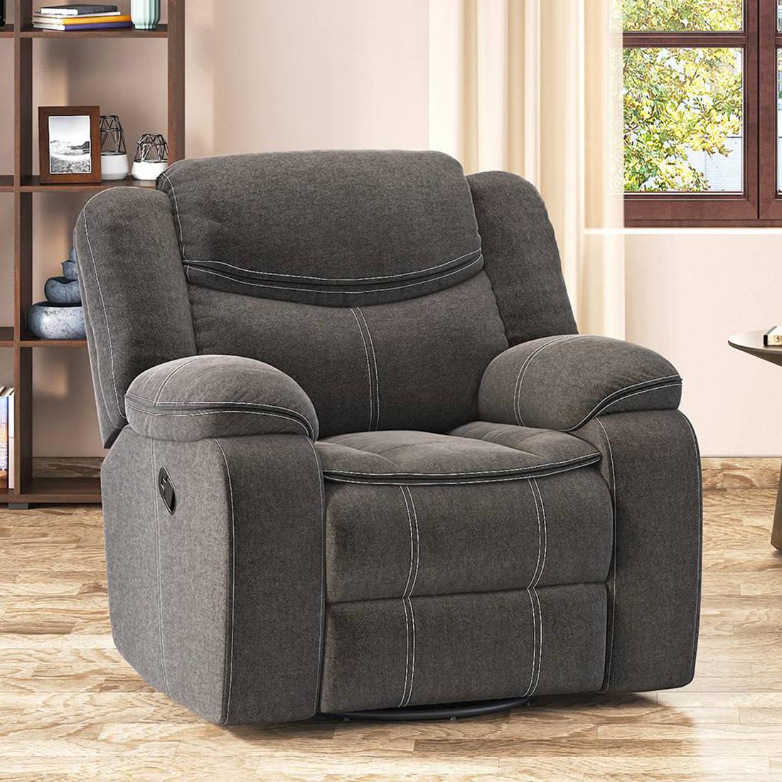 HTLmN16Jujw-0 Single Seater Swivel Rock Recliner in Urban Grey Colour - Image 1