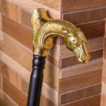 Handcrafted Teak Wood Walking Stick with Brass Handle - Image 4