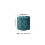 Solid Wood Ottoman Pouffee in Turquoise Sea Velvet - Image 2