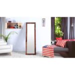 solid wood standing mirror in brown colour - Image 4