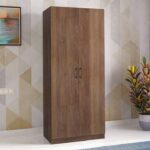 Engineered Wood 2 Door Wardrobe in Classic Walnut Finish