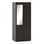 Engineered Wood 2 Door Wardrobe With Mirror in Dark Wenge Finish - Image 2