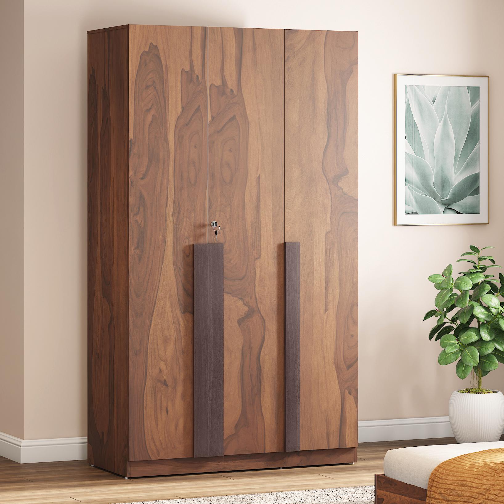 bBTQsbEtT8-a 3 Door Wardrobe in Sheesham Paper Finish - Image 1