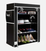 Fabric Open Shoe Rack in Black Finish - Image 4