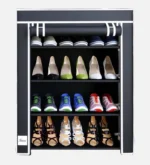 Fabric Open Shoe Rack in Black Finish - Image 5
