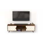 Engineering Wood Floor Standing TV Entertainment Unit Set Top Box Stand/TV Cabinet with Shelves for Books & Decor Display Unit, Upto 75 Inches (Brown Maple & White) - Image 3