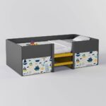 Engineered Wood Box Storage Bed in Dark Grey Colour