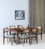 Sheesham Wood 6 Seater Dining Set In Teak Finish