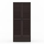 Engineered Wood 2 Door Wardrobe Without Mirror in Dark Walnut Finish - Image 2