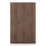 Engineered Wood 3 Door Wardrobe in Classic Walnut Finish - Image 2