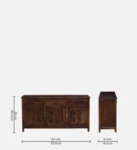Sheesham Wood Sideboard In Scratch Resistant Provincial Teak Finish - Image 4