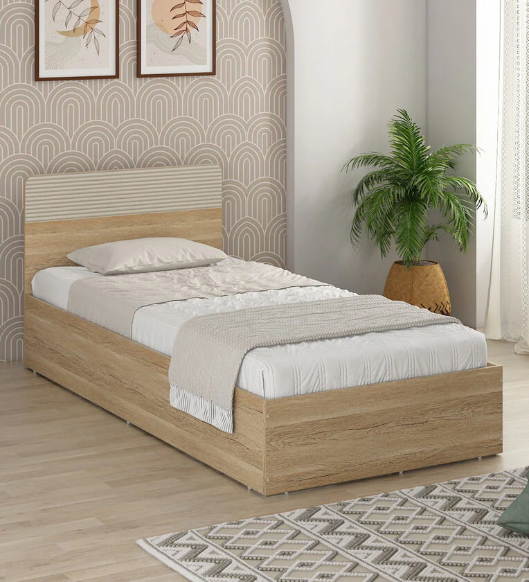 kosmo-noah-single-bed-in-melamine-finish-with-box-storage-kosmo-noah-single-bed-in-melamine-finish-w-r7ce42 Single Bed In Teak Finish With Box Storage - Image 1