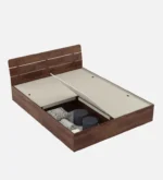 Queen Bed In Dark Acacia Finish With Box Storage - Image 3