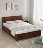 Queen Bed In Dark Acacia Finish With Box Storage