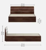 Queen Bed In Dark Acacia Finish With Box Storage - Image 4