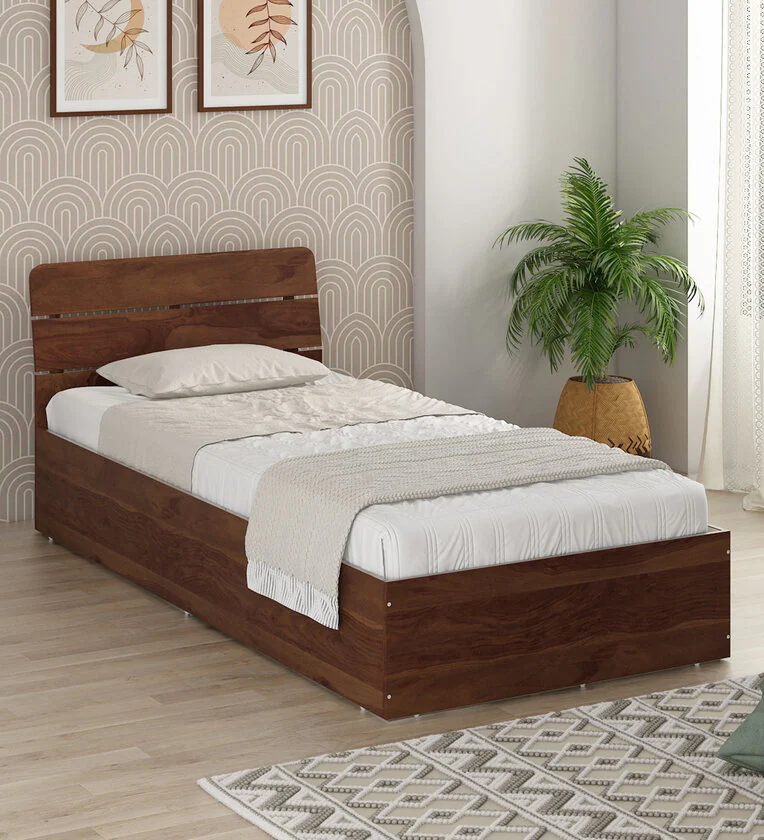kosmo-solace-single-bed-in-sheesham-finish-with-box-storage-kosmo-solace-single-bed-in-sheesham-fini-93kk1f Single Bed In Sheesham Finish With Box Storage - Image 1