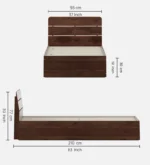 Single Bed In Sheesham Finish With Box Storage - Image 5
