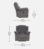 Velvet 1 Seater Motorised Recliner in Grey Colour With Charging Port - Image 5