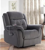 Velvet 1 Seater Motorised Recliner in Grey Colour With Charging Port