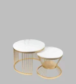 Marble Top Nesting Coffee Table Set in Gold Finish (Set Of 2) - Image 2