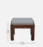 Sheesham Wood Nesting Coffee Table Set in Provincial Teak Finish With Cushioned Stools - Image 3