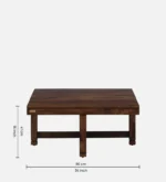 Sheesham Wood Nesting Coffee Table Set in Provincial Teak Finish With Cushioned Stools - Image 4