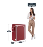 Shoe Rack with 4 Shelves & Cover in Maroon Colour - Image 5