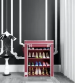 Shoe Rack with 4 Shelves & Cover in Maroon Colour