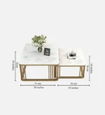 Square Marble Top Nesting Coffee Table In Gold Colour (Set of 2) - Image 4