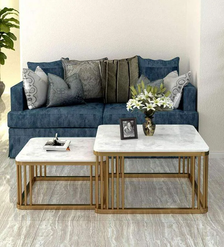 square-marble-top-nesting-coffee-table-in-gold-colour--set-of-2--square-marble-top-nesting-coffee-ta-tz2wee (1) Square Marble Top Nesting Coffee Table In Gold Colour (Set of 2) - Image 1