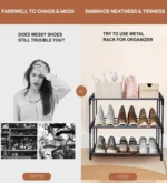 3-Tier Shoe Rack in Black Colour - Image 4