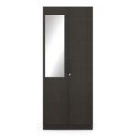 Engineered Wood 2 Door Wardrobe With Mirror in Dark Wenge Finish - Image 3