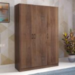 Engineered Wood 3 Door Wardrobe in Classic Walnut Finish