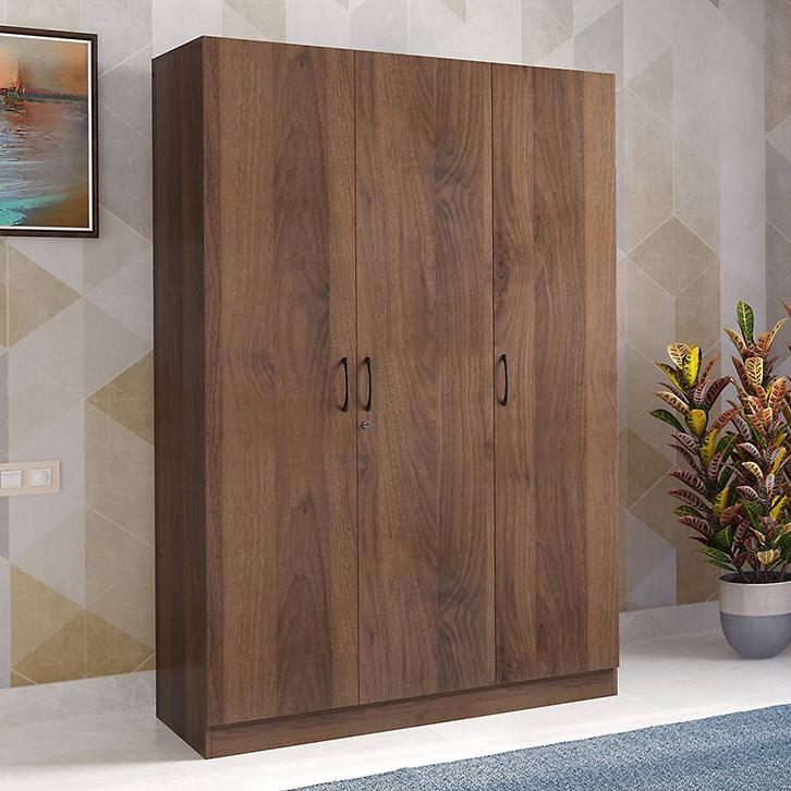 x8vBjJHV59M-0 Engineered Wood 3 Door Wardrobe in Classic Walnut Finish - Image 1