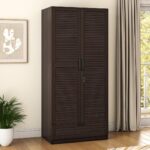 Engineered Wood 2 Door Wardrobe Without Mirror in Dark Walnut Finish
